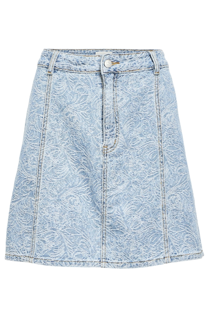 OBJMIRWA RE MW SHORT DNM SKIRT 138 23046422 LIGHT BLUE DENIM/PATTERN